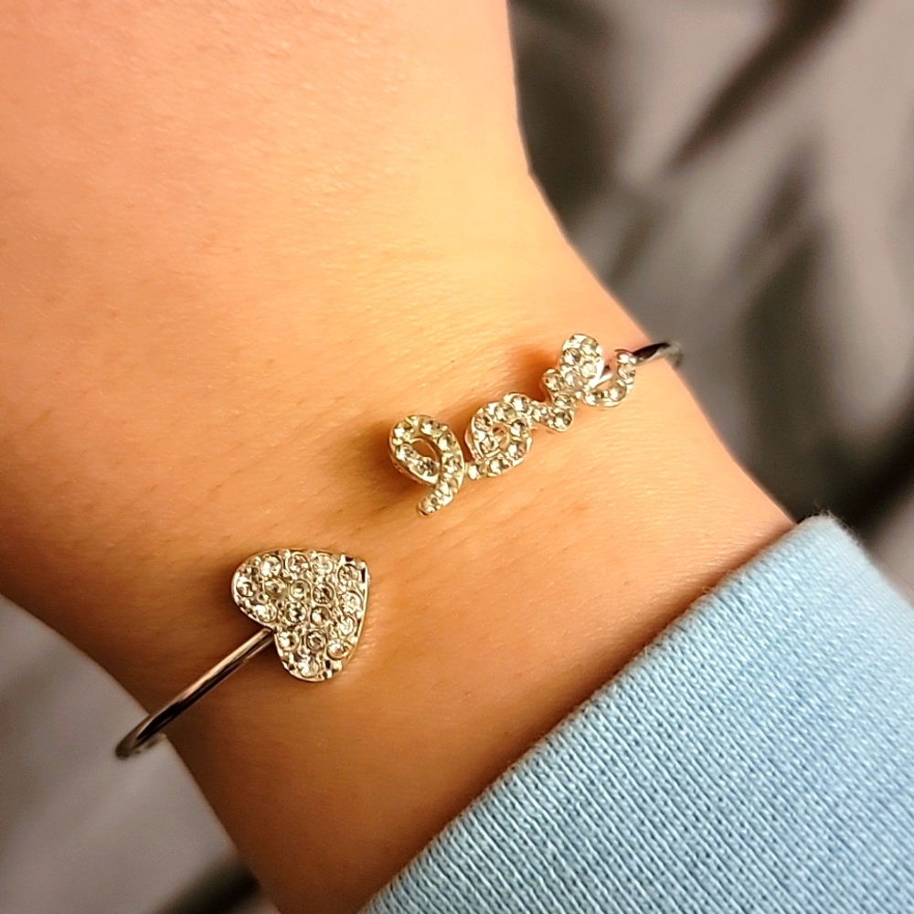 Dainty bangle sparkly love bracelet